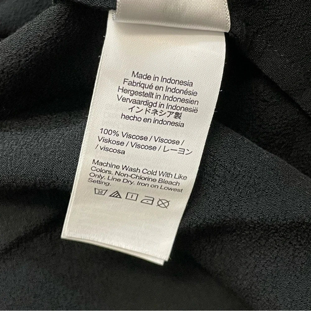 J Crew Black Long Sleeve Wrap Front Crepe Blouse